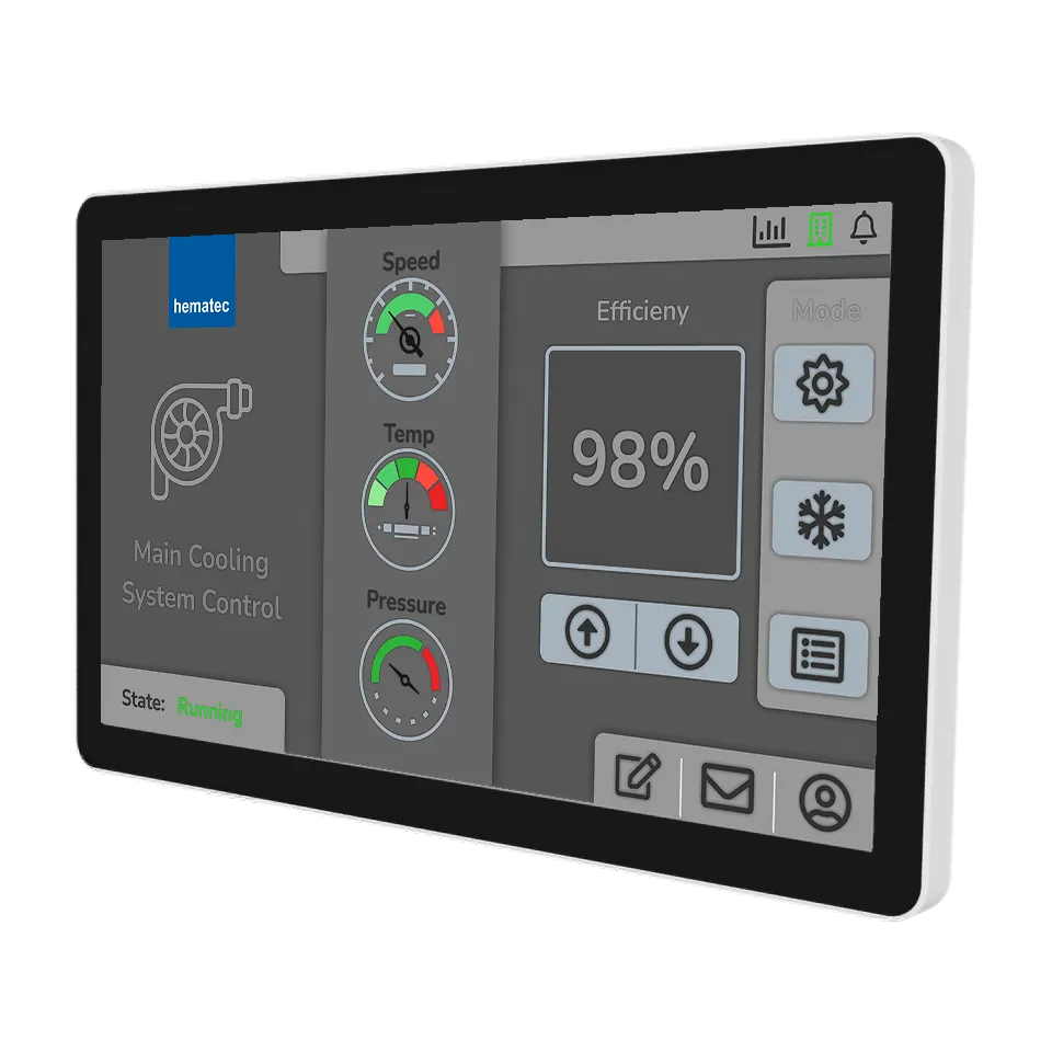 Breites Industrie-Touchpanel mit schwarzen Rahmen