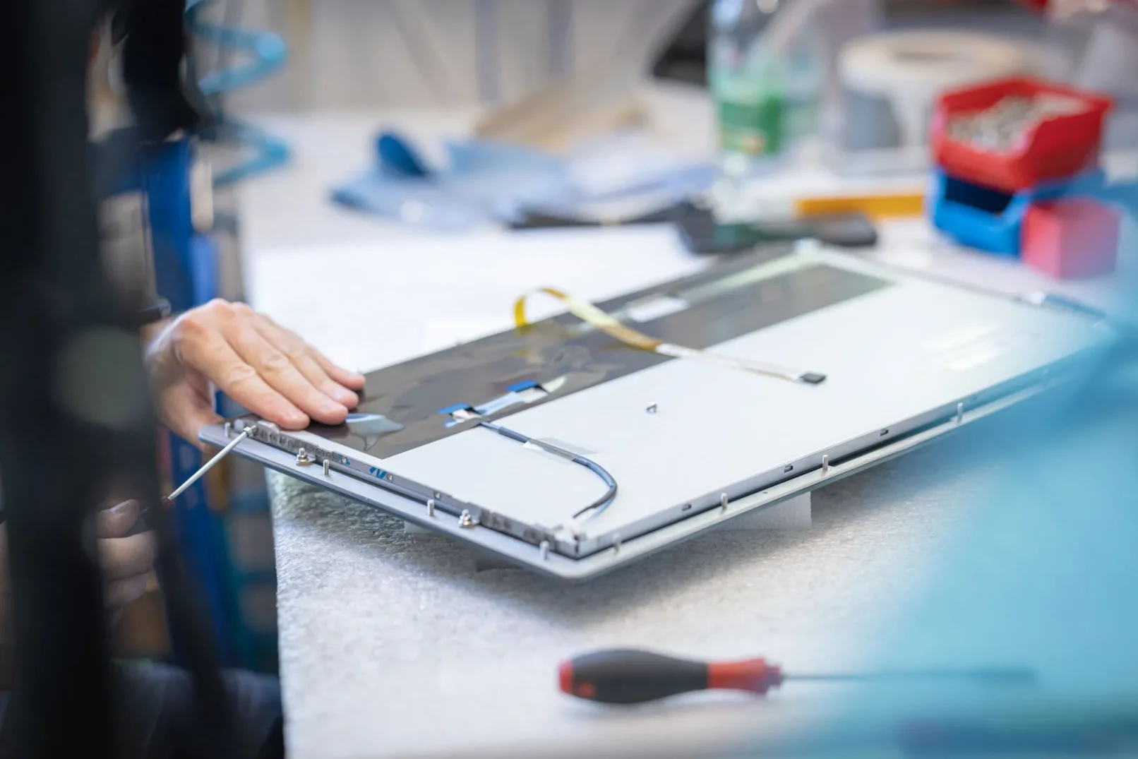 Zusammenbau Scheibe und Display